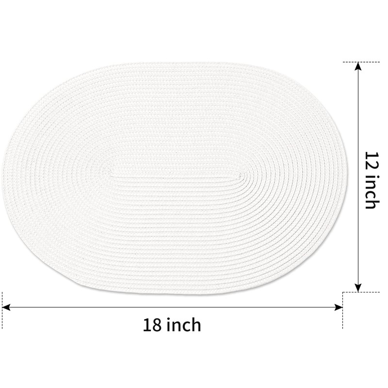 FunWheat Oval Braided Placemats Set of 4 Table Mats for