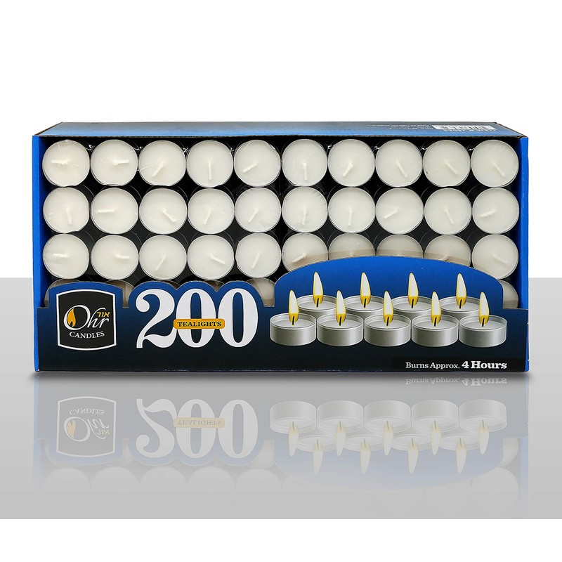 Ohr Tealight Candles - 200 Pack Bulk Tea Lights Candles