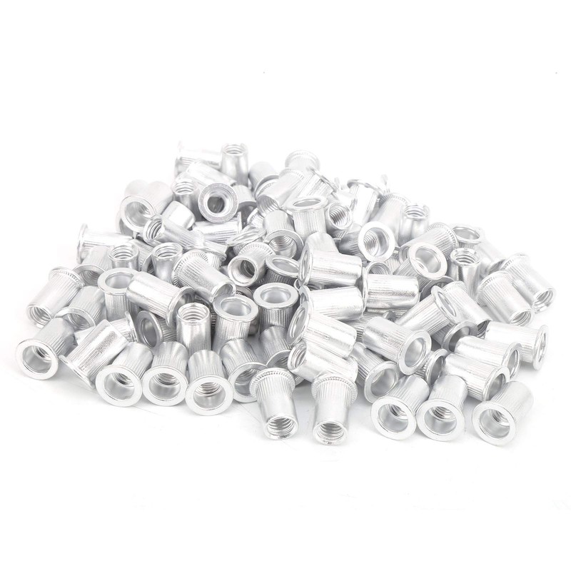M8 tension rivet nuts, 100 pieces, flat, vertical and vertical