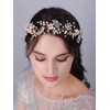 JWICOS Pearl Bridal Headband Wedding Hair Vine Leaf Headpiece Wedding