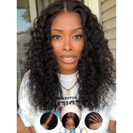 Sunber Pre Cut Lace 7x5 Invisible Knots Pre Plucked Bye Bye Knots Glueless Wig Water Wave HD Lace Front Wigs Human Hair Bleached Knots Pre Plucked Beginners Friendly for Women Put On and Go Wig 20Inch