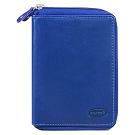 Branco 230 Large Size Large Genuine Leather Purse Azure Blue, blue
