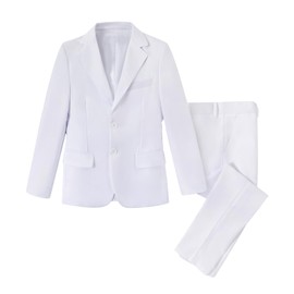 Suits for Boys Teen White Tuxedo Jacket and Pants Set 2 Piece Youth Boy Suit Size 14 Graduation Dress Prom Outfit Teenager Formal Costume