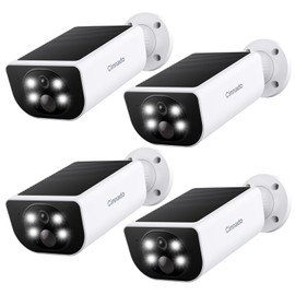 Cinnado Security Cameras Wireless Outdoor - Home Security Cameras Solar & Battery Powered with 2K Color Night Vision, 2-Way Talk & Spotlight, Continuous Power, 2.4 GHz Wi-Fi, Easy Set Up, S1 4 Pack