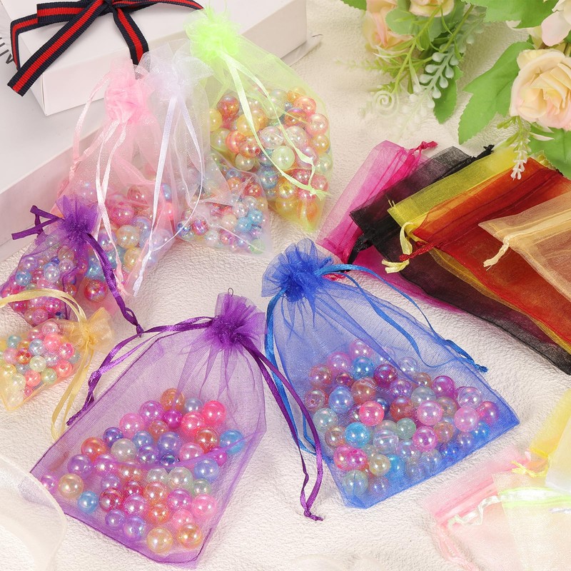 uxcell 100 Pcs Gold Organza Bags 4 x 6 Inch