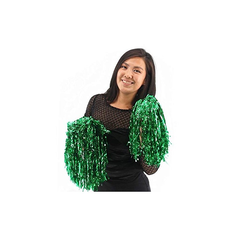Set of 2 Glitzy Cheerleader Pom Poms in Green