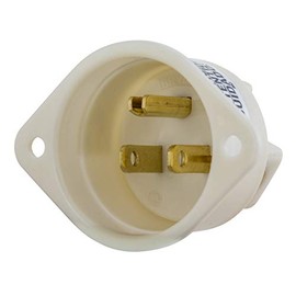 Bryant Electric 5278 Industrial Grade 15 Amp 125V Nema 5-15P Flanged Inlet, Grounding, White