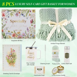 ZUVYRO Self Care Gifts for women, Birthday Gifts Get Well Soon Set W/Luxury Blanket for Women Care Package, Mothers Day Spa Sympathy Gift Baskets, Thinking of You Gifts for Mom Her Wife Friend Grandma