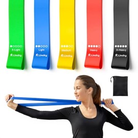 LINKY Set de 5 Bandas de Resistencia para Ejercicio | Bandas Elásticas Fitness, 5 Niveles de Resistencia, Para Yoga, Pilates, Glúteos y Entrenamiento 