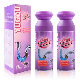 Yugou Sink Drain Cleaner, Lavender Sink Cleaner and Deodorizer, Foaming Drain Cleaner for Kitchen Sinks, Shower Drains, Tubs. 2pcs