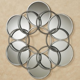 Touch of Class Elliptical Mirrored Wall Sculpture - Metal Framed - Glass Circle Shaped - Aged Silver - Contemporary Style - Circular Mirror for Bedroom, Living Room, Bathroom, Hallway