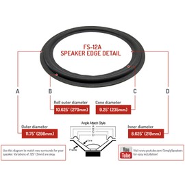 EPI 12 Inch Foam Speaker Repair Kit FSK-12A (Pair)