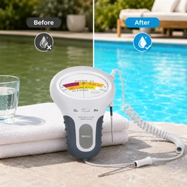 2-in-1 pH and Chlorine Meter for Pool Water Testing – Plastic CL2 Tester for Pools, Spas and Aquariums