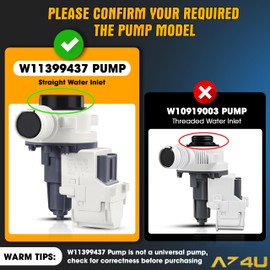 AZ4U Upgrade WTW5057LW0 WTW5010LW0 WTW5000DW3 WTW5105HW2 WTW5100HW1 Drain Pump for Whirlpool Washer Drain Pump, W11399437 W11259498 B25-3A04 Compatible with WTW5015LW0 WTW6120HW1 WTW5105HW1 WTW5100HW2