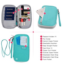 Travel Passport Wallet Organiser, Homchen Passport Organiser Case Credit Card Holders for Men and Women (Orange)