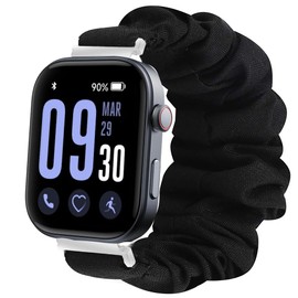 Blueshaweu GTX12, T60 Smart Watches Band, 22mm Fabric Elastic Scrunchie Elastic Women Cute Replacement Straps Compatible for Fitpolo,ENOMIR,Tensky GTX12 / uaue, QXQ, QCOQ T60 Smart Watch (Black)