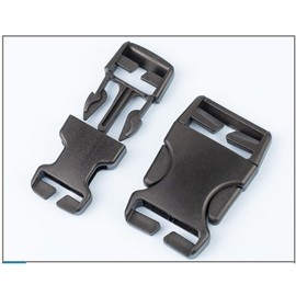 Pack of 2 approx. 2.5 cm plastic buckle clips, plastic click fastener, backpack, belt buckle, replacement buckle, clip fastener, for pet collars, luggage attachment strap, black