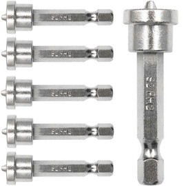DZS ELEC 6PCS Vanadium Steel Magnetic Positioning Screwdriver Bits 50mm Plasterboard Screw Limiting Batch Head Drywall Hex Shank Screw Setter Used for Electric Drills and Hand Drills