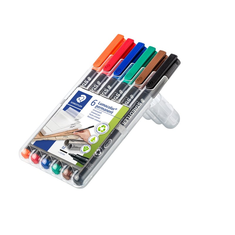 Staedtler 317 WP6 Lumocolor Universal Permanent Medium Pens - Assorted