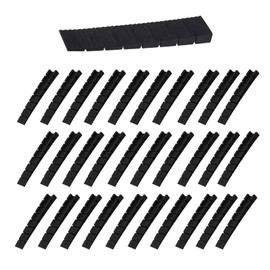 Pack of 30 plastic wheel chocks, black, cuttable furniture compensation wedges with non-slip design, for tables, chairs, cupboards and doors, including base plates and integrated predetermined breaking points