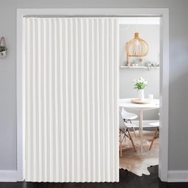 SK Studio Magnetic Door Curtain, Thermal Curtain Against Cold and Heat Folding Curtain Room Divider with Eyelets for Bedroom, Room, Living Room, White, 112 x 195 cm