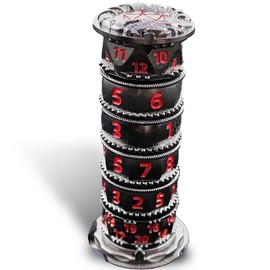 Hokant Pagoda Dice Spinner 7 in 1 DND Dice Set, Metal D&D Unique Roulette Dice, D4 D6 D8 D10 D12 D20 D% for Dungeons and Dragons RPG Role Playing Gaming Dice Tower (Black Red)