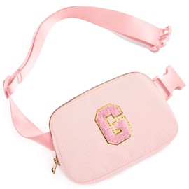 Gitus Gitus Gifts for 10 11 12 13 14 15 16 Year Old Girls Christmas Gifts for Teen Girls Sister Her Women Fanny Pack with Initial Letter Patch Belt Bag Crossbody Bag Tween Girls Trendy Stuff (Light Pink-G)