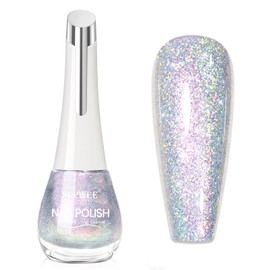 SUPWEE Glitter Holographic Nail Polish Quick Dry High Glossy Shiny Shimmer Nail Polish Oil-based Holo Fingernail and Toenail Air Dry Fast Beauty Art Manicure Gift For Women Girls 16ml, 0.54fl oz