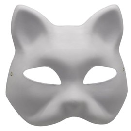 5pcs Cat Masks Therian Masks made of White Paper with Erastic Rubber Band for DIY Painting