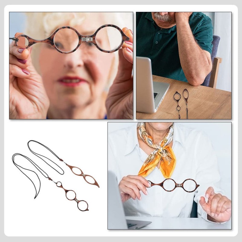 GLEAVI Glasses Necklace Reading Glasses Portable Magnifying Glass Handheld Readers