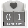 Desktop Perpetual Calendar, White Holder With Contrasting Grey Date/Month Blocks