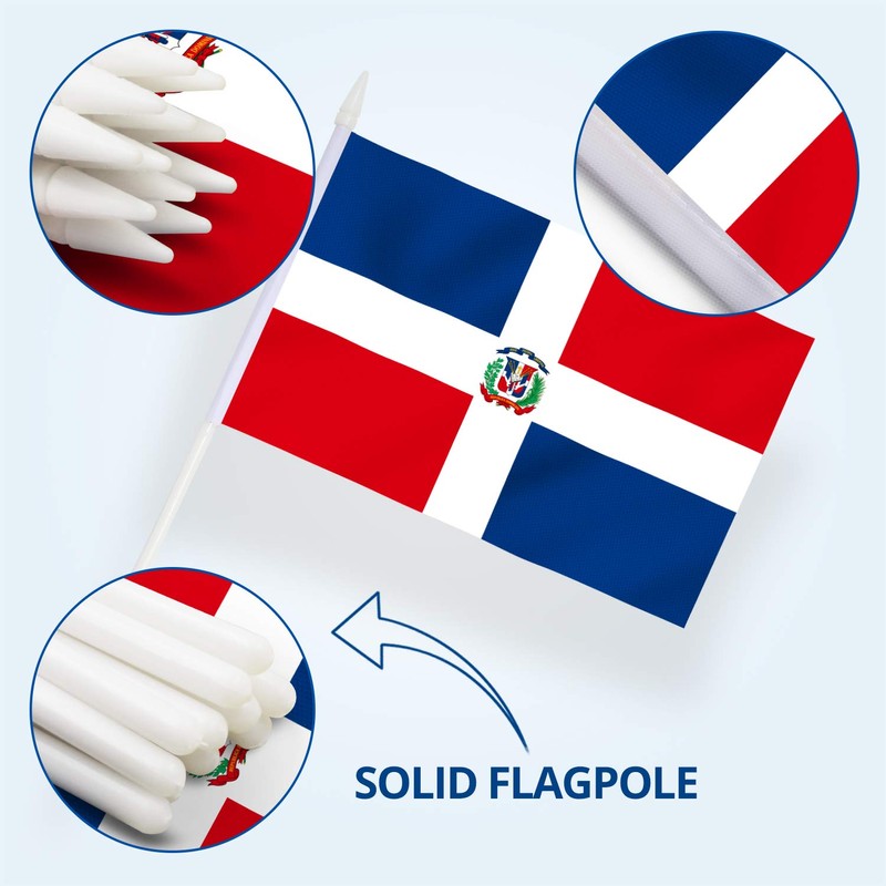 Anley Dominican Mini Flag 12 Pack - Hand Held Small