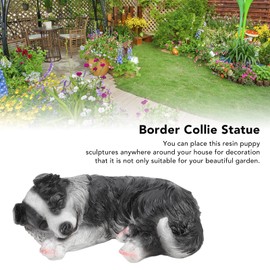 Fdit Garden Dog Statues, Resin Border Collie Sculptures Synthetic Border Collie Statue Ornament for Garden Outdoor Patio Lawn Yard