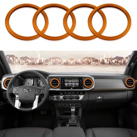 For 2016-2023 Tacoma A/C Vent Ring Inner Cover Air Conditioning Outlet Trim Decoration Toyota Tacoma Accessories 4 Piece Kit,Orange