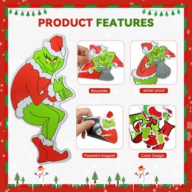 TZnponr 24 Pieces Christmas Garage Door Decorations Refrigerator Stickers Merry Christmas Magnetic Stickers Reusable Holiday Decorations White Bell Santa Magnet Garage Door Stickers