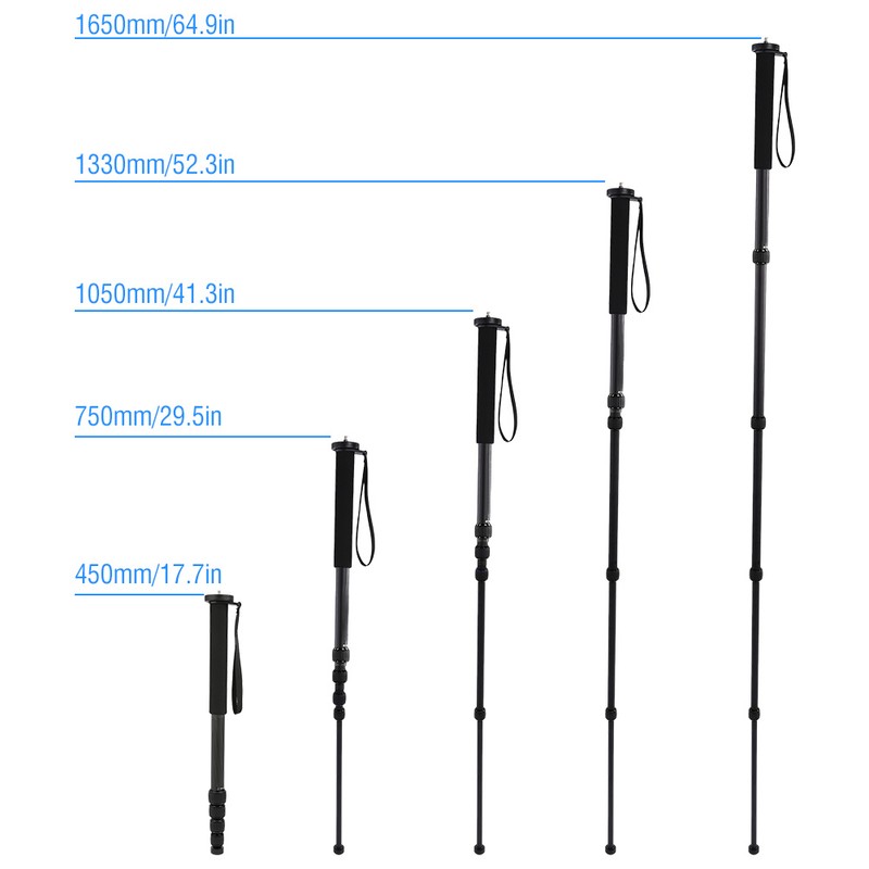 C-333+M-1 Carbon Fiber Portable Outdoor Telescopic Monopod Tripod Mountaineering Cane