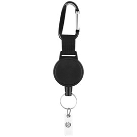 KUUQA Retractable Keychain Black Heavy Duty Retractable Key Chain Key Reel With 100cm Steel Wire Rope