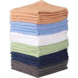 Cotton - Wash Cloth Set - Pack of 24, Flannel Face Cloths, Highly Absorbent and Soft Feel Fingertip Towels - Color: grey, Size: Pack of 24