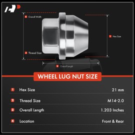 A-Premium 24Pcs M14-2.0 Wheel Lug Nuts Compatible with Ford F-150 2001-2014 F-150 Heritage 2004 Expedition Lincoln Navigator Mark LT Front and Rear