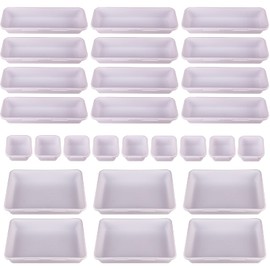 24 PCS Drawer Organizers Set, 3 Size Bathroom and Vanity Drawer Organizer Trays, Versatile Drawer Dividers Storage Bins for Jewelries, Kitchen Gadgets and Office Accessories