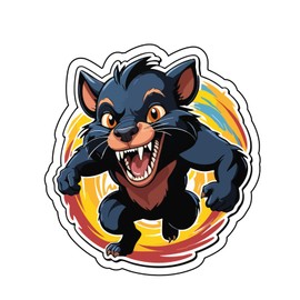 Set of 3 - Villian Monster Cartoon Black Cat Vinyl Sticker Decal, Fierce Design with Yellow Background, Auto, Wall, Laptop, Cell, Truck Sticker for Windows, Cars, Trucks,Or Any Smooth Surface