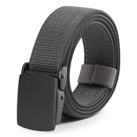 SUMGOYS Men's Belt Without Holes, Adjustable Nylon Outdoor Fabric Belt, Quick Release Metal Buckle, Ideal for Outdoor, Work, Hiking, Lightweight, Durable, 006-grey