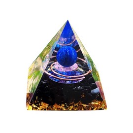 Amethyst Crystal Sphere Orgonite Pyramidamp Obsidians Chakra Energy Orgone Stone, Feng Shui Desk Ornament, Meditation and Yoga Aid