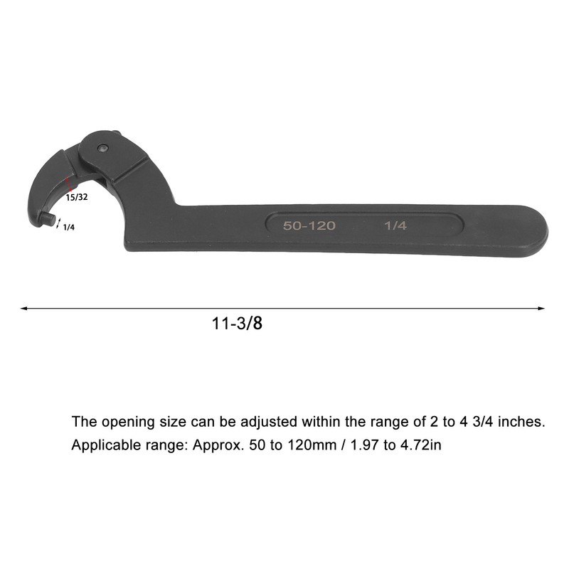 2 to 4 3/4in Adjustable Hook Spanner CRV Round Head