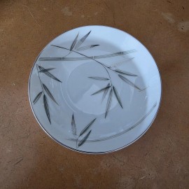 Noritake china Bambina 5791 Dessert Bowl 5.5" White Green Silver Bamboo 12 avail