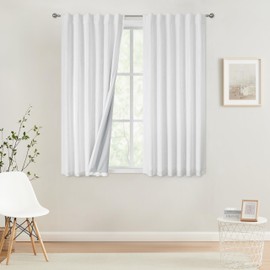 Vision Home White Full Blackout Curtains 63 inch for Bedroom Thermal Insulated Room Darkening Window Treatment Set Rod Pocket Back Tab Modern Soundproof Pure White Drapes 2 Panels 50" Wx63 L