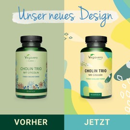 Vegavero Cholin Kapseln | Einzigartig: 3 Formen | Bitartrat, Citicolin & Phosphatidylcholin | Leber - Fettstoffwechsel* | Laborgeprüft | Ohne Zusätze | Von Vegavero®