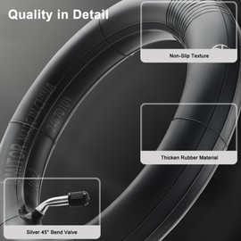 Amitor 10 x 2 Inner Tube, 10 Inch Inner Tube E Scooter Thickened, High Elasticity Butyl Rubber Pram Hose 10 x 2 with Silver Valve 45°, Durable E Scooter Replacement Hose 10 x 2 Inches, 2 Pieces