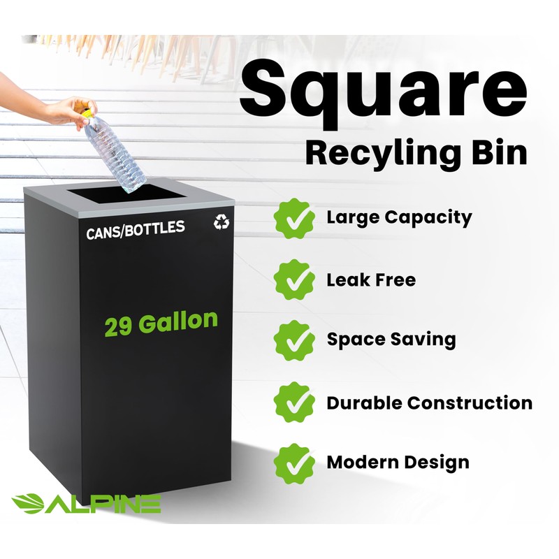 Alpine Square Lid Industries 29 Gallon Sturdy Steel Cube Recycling