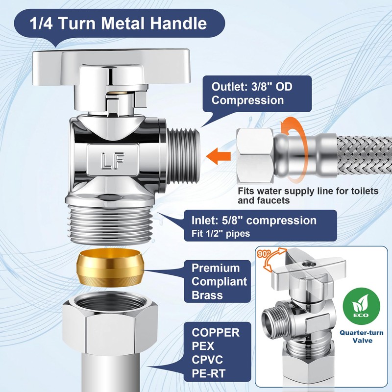 6 Pack Universal Toilet Flusher Replacement Kit and Toilet Valve